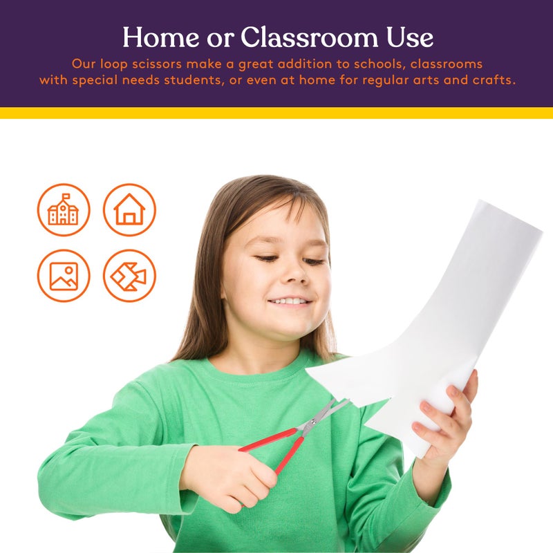 Special Supplies Loop Scissors for Teens And Adults 8 Inches (3-Pack) Colorful Looped, Adaptive Design, Right and Lefty Support, Small, Easy-Open Squeeze Handles, Supports Elderly and Special Needs - Image 5